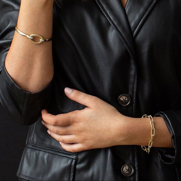 New 14K GOLD & DIAMOND ITALIAN CABLE BANGLE Designed by Phillip Gavriel - Picture 3 of 3